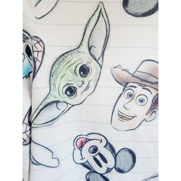 Disney XS 100 Years Character Mash Up Pajama Top Pixar Fleece LS - Picture 4 of 7